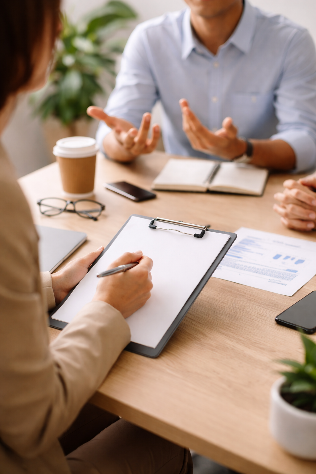 Consultation meeting between two people